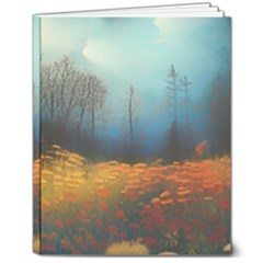 Wildflowers Field Outdoors Clouds Trees Cover Art Storm Mysterious Dream Landscape 8  X 10  Softcover Notebook