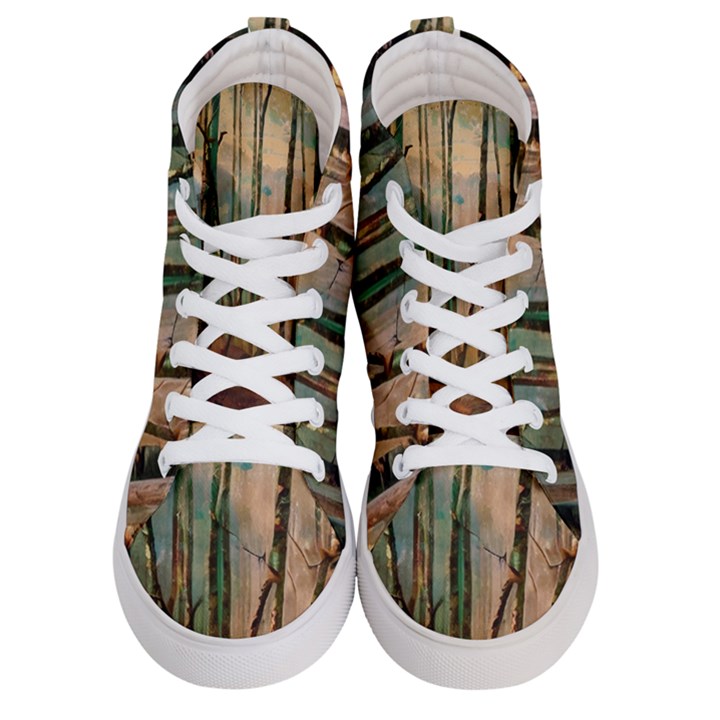 Woodland Woods Forest Trees Nature Outdoors Mist Moon Background Artwork Book Men s Hi-Top Skate Sneakers