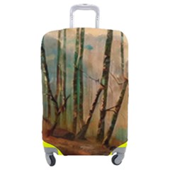 Woodland Woods Forest Trees Nature Outdoors Mist Moon Background Artwork Book Luggage Cover (medium) by Posterlux