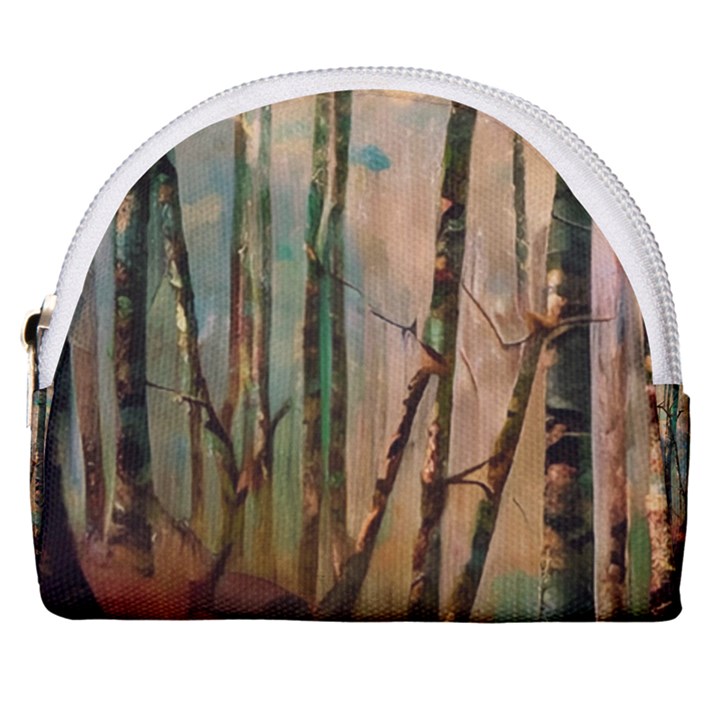 Woodland Woods Forest Trees Nature Outdoors Mist Moon Background Artwork Book Horseshoe Style Canvas Pouch