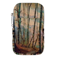 Woodland Woods Forest Trees Nature Outdoors Mist Moon Background Artwork Book Waist Pouch (large) by Posterlux