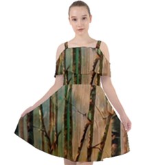 Woodland Woods Forest Trees Nature Outdoors Mist Moon Background Artwork Book Cut Out Shoulders Chiffon Dress by Posterlux