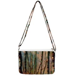 Woodland Woods Forest Trees Nature Outdoors Mist Moon Background Artwork Book Double Gusset Crossbody Bag by Posterlux