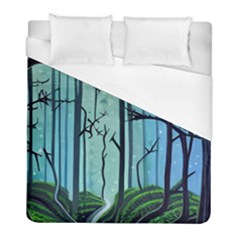 Nature Outdoors Night Trees Scene Forest Woods Light Moonlight Wilderness Stars Duvet Cover (full/ Double Size)