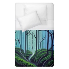 Nature Outdoors Night Trees Scene Forest Woods Light Moonlight Wilderness Stars Duvet Cover (single Size)