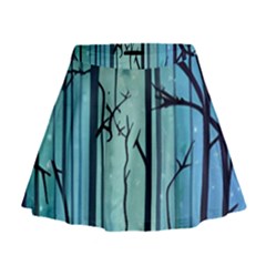 Nature Outdoors Night Trees Scene Forest Woods Light Moonlight Wilderness Stars Mini Flare Skirt