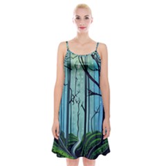 Nature Outdoors Night Trees Scene Forest Woods Light Moonlight Wilderness Stars Spaghetti Strap Velvet Dress