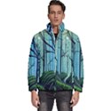 Nature Outdoors Night Trees Scene Forest Woods Light Moonlight Wilderness Stars Men s Puffer Bubble Jacket Coat View1