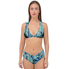 Nature Outdoors Night Trees Scene Forest Woods Light Moonlight Wilderness Stars Double Strap Halter Bikini Set by Posterlux