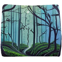 Nature Outdoors Night Trees Scene Forest Woods Light Moonlight Wilderness Stars Seat Cushion by Posterlux