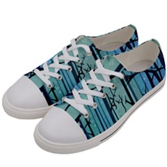 Nature Outdoors Night Trees Scene Forest Woods Light Moonlight Wilderness Stars Women s Low Top Canvas Sneakers