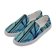 Nature Outdoors Night Trees Scene Forest Woods Light Moonlight Wilderness Stars Women s Canvas Slip Ons by Posterlux