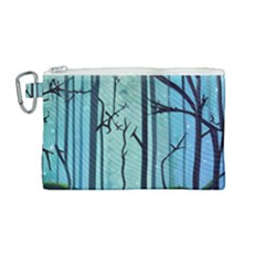 Nature Outdoors Night Trees Scene Forest Woods Light Moonlight Wilderness Stars Canvas Cosmetic Bag (medium)