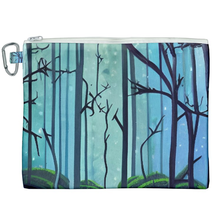 Nature Outdoors Night Trees Scene Forest Woods Light Moonlight Wilderness Stars Canvas Cosmetic Bag (XXXL)