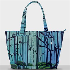 Nature Outdoors Night Trees Scene Forest Woods Light Moonlight Wilderness Stars Back Pocket Shoulder Bag  by Posterlux