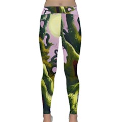 Outdoors Night Full Moon Setting Scene Woods Light Moonlight Nature Wilderness Landscape Classic Yoga Leggings by Posterlux