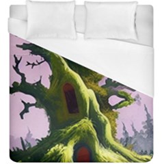 Outdoors Night Full Moon Setting Scene Woods Light Moonlight Nature Wilderness Landscape Duvet Cover (king Size) by Posterlux