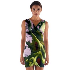 Outdoors Night Full Moon Setting Scene Woods Light Moonlight Nature Wilderness Landscape Wrap Front Bodycon Dress by Posterlux