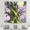 Outdoors Night Full Moon Setting Scene Woods Light Moonlight Nature Wilderness Landscape Square Tapestry (Large) View2