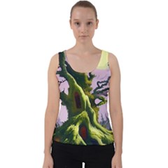 Outdoors Night Full Moon Setting Scene Woods Light Moonlight Nature Wilderness Landscape Velvet Tank Top by Posterlux