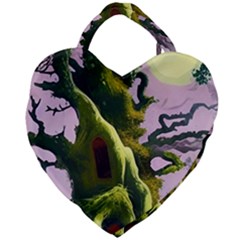 Outdoors Night Full Moon Setting Scene Woods Light Moonlight Nature Wilderness Landscape Giant Heart Shaped Tote