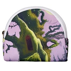 Outdoors Night Full Moon Setting Scene Woods Light Moonlight Nature Wilderness Landscape Horseshoe Style Canvas Pouch by Posterlux