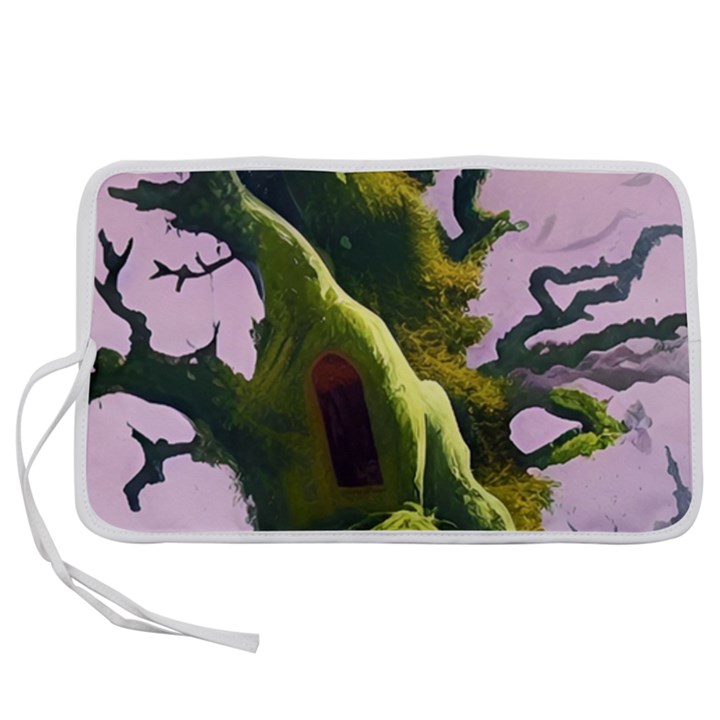 Outdoors Night Full Moon Setting Scene Woods Light Moonlight Nature Wilderness Landscape Pen Storage Case (L)