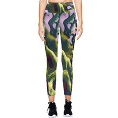 Outdoors Night Full Moon Setting Scene Woods Light Moonlight Nature Wilderness Landscape Pocket Leggings  by Posterlux