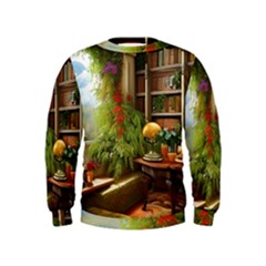 Room Interior Library Books Bookshelves Reading Literature Study Fiction Old Manor Book Nook Reading Kids  Sweatshirt by Posterlux