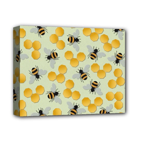 Bees Pattern Honey Bee Bug Honeycomb Honey Beehive Deluxe Canvas 14  X 11  (stretched) by Bedest