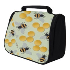 Bees Pattern Honey Bee Bug Honeycomb Honey Beehive Full Print Travel Pouch (small) by Bedest