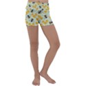 Bees Pattern Honey Bee Bug Honeycomb Honey Beehive Kids  Lightweight Velour Yoga Shorts View1