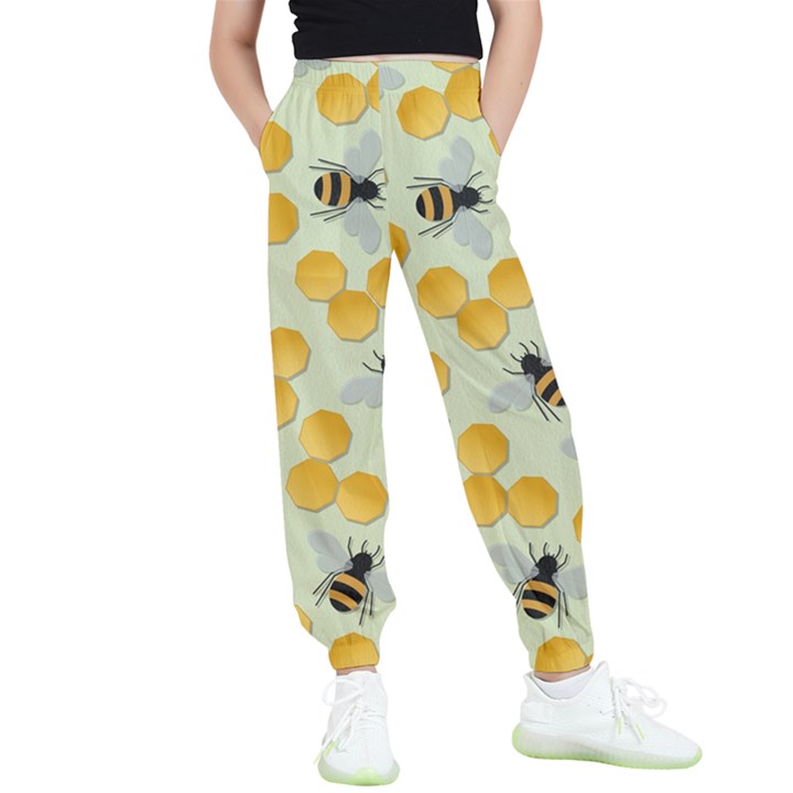 Bees Pattern Honey Bee Bug Honeycomb Honey Beehive Kids  Joggers