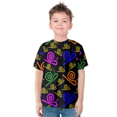 Pattern Repetition Snail Blue Kids  Cotton T-shirt