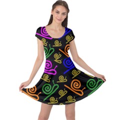 Pattern Repetition Snail Blue Cap Sleeve Dress