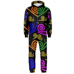 Pattern Repetition Snail Blue Hooded Jumpsuit (men)