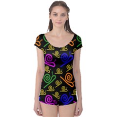 Pattern Repetition Snail Blue Boyleg Leotard 