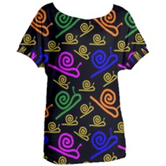 Pattern Repetition Snail Blue Women s Oversized T-shirt