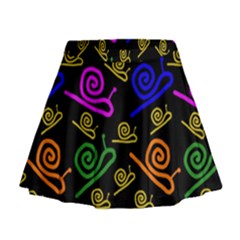 Pattern Repetition Snail Blue Mini Flare Skirt