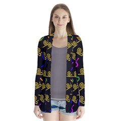 Pattern Repetition Snail Blue Drape Collar Cardigan