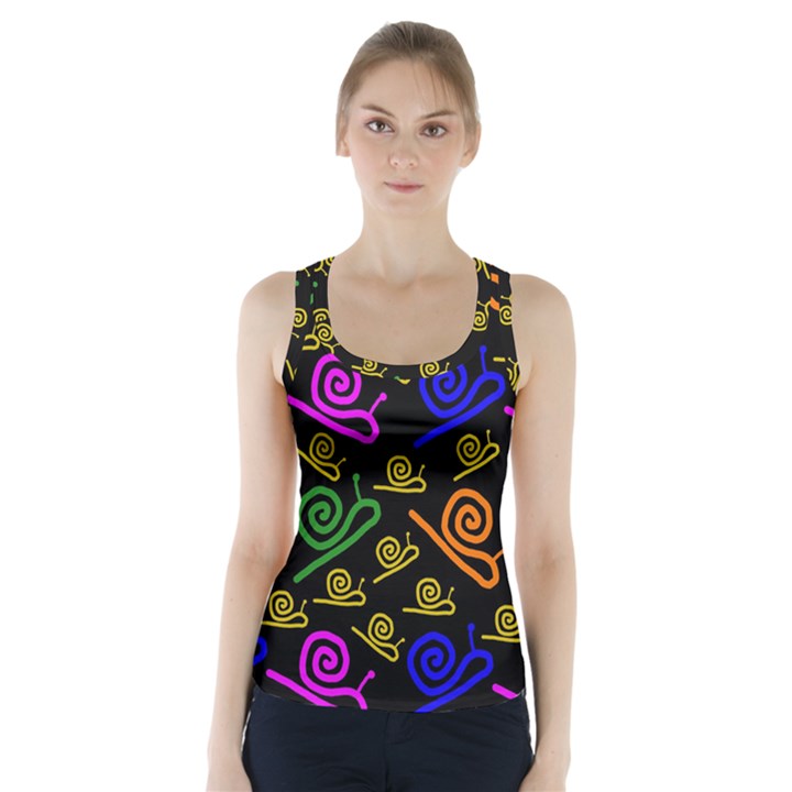 Pattern Repetition Snail Blue Racer Back Sports Top