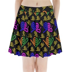 Pattern Repetition Snail Blue Pleated Mini Skirt