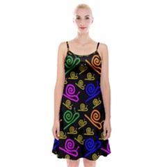 Pattern Repetition Snail Blue Spaghetti Strap Velvet Dress