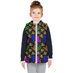 Pattern Repetition Snail Blue Kids  Hooded Puffer Vest