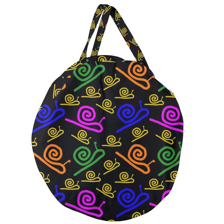 Pattern Repetition Snail Blue Giant Round Zipper Tote