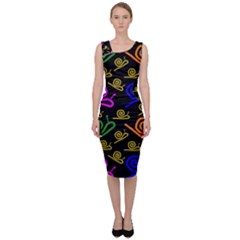 Pattern Repetition Snail Blue Sleeveless Pencil Dress