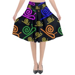 Pattern Repetition Snail Blue Flared Midi Skirt