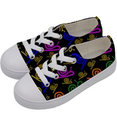 Pattern Repetition Snail Blue Kids  Low Top Canvas Sneakers by Maspions