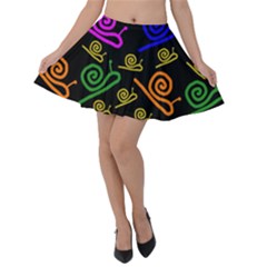 Pattern Repetition Snail Blue Velvet Skater Skirt