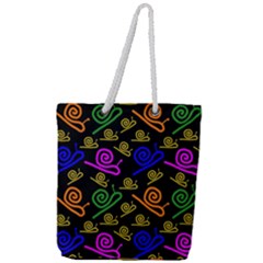 Pattern Repetition Snail Blue Full Print Rope Handle Tote (large)